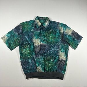 Vintage Alan Stuart Shirt Button Up Size M Abstract Batik Baroque Made USA